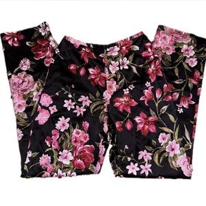 Kay Unger Black Floral Beaded Dress Pants